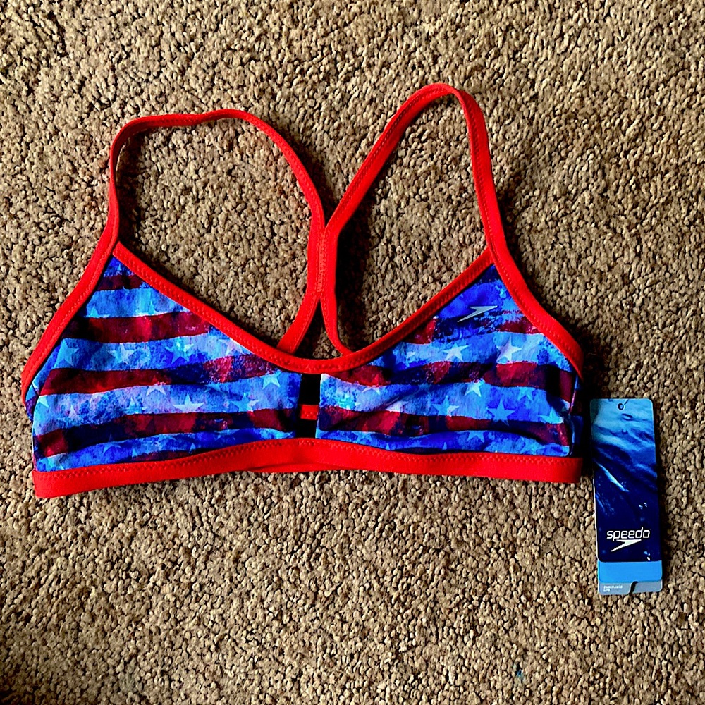 Blue/Red Speedo Endurance Lite Girls Bikini Top